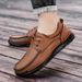 Handmade Men's Shoes, Retro Casual Shoes, Men's Lace-Up Round-Toe Youth British-Style Trendy Shoes, Men's Leather Shoes_vogvips.com