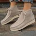 Plus Size Women's 2024 Autumn Winter New Round Toe Front Lace-up Platform Sole Fashion Short Boots For Women_vogvips.com