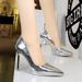 3255-5 Style Banquet Super High Heels Women's With Thin Heels, Shallow Mouth, Pointed Toe, Stone Pattern, Sexy Nightclub_vogvips.com