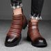 Handmade Punk Motorcycle Boots Men's Leather Leather Boots Wind Martin Boots Tooling Short Boots_vogvips.com