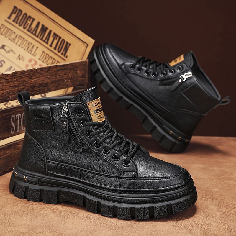 European Warm Series Men's Martin Boots New Autumn Winter Casual British Style Leather Waterproof Thick Sole Wear-resistant High-top Outdoor_vogvips.com