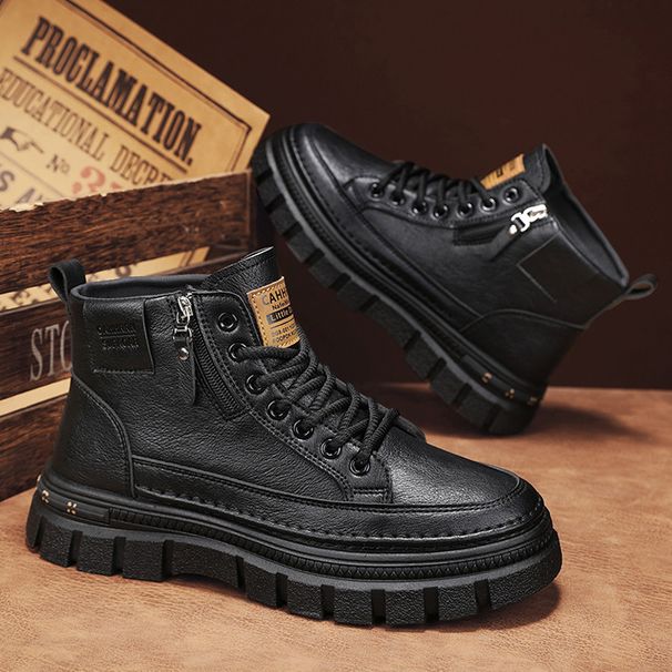 European Warm Series Men's Martin Boots New Autumn Winter Casual British Style Leather Waterproof Thick Sole Wear-resistant High-top Outdoor_vogvips.com