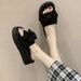 Women's Summer Outdoor Slippers, Trendy New Style With Bow, Thick-soled Platform Slide Sandals, Versatile Beach Sandals_vogvips.com