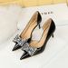 638-AH20 Korean Banquet Heel Shallow Mouth Pointed Side Hollow Water Diamond Bow Single Shoes Women's High Heels_vogvips.com