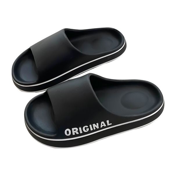 Feslishoet Women Letter Slippers Beach Slides Solid Color Mens Thick Sole Indoor Bathroom Anti Slip Shoes Summer Couple_vogvips.com