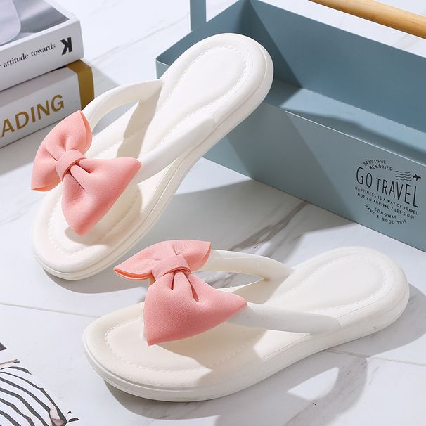 Slippers For Women, Sweet Bow Tie Flip Flops, Outdoor EVA, Non-Slip Beach Shoes, Comfortable Sandals, Summer Fashion_vogvips.com