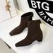 2323-1 Vintage British Style Square-Toed Ankle For Women, Suede, Back Zipper, Height-Increasing, Fashionable Stretch_vogvips.com