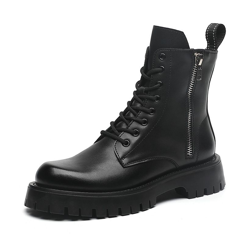 European Warm Series With Side Zipper Street Style High Top Martin Autumn New Men's Short Boots_vogvips.com