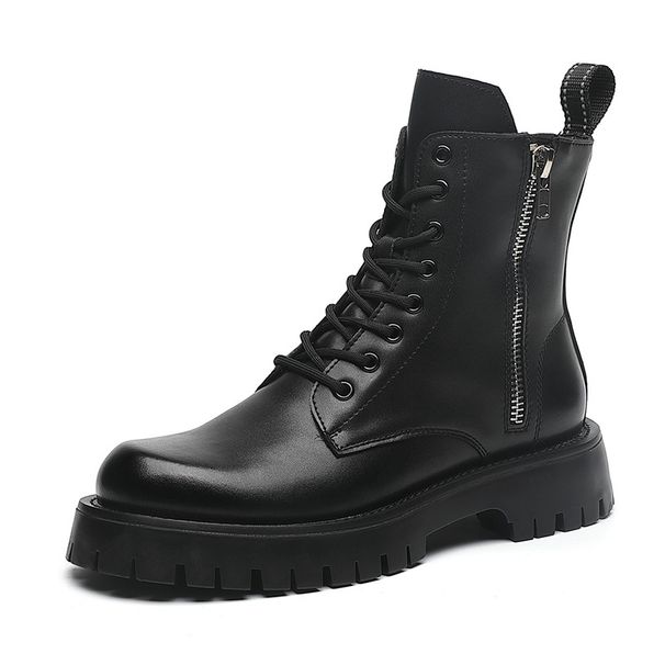 European Warm Series With Side Zipper Street Style High Top Martin Autumn New Men's Short Boots_vogvips.com