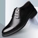 Men's Leather Perforated Breathable Summer Dress Shoes With Hidden Heel Black_vogvips.com