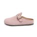 Suede Half Slippers For Women – Round Toe, Low-Heel Leisure Shoes In Solid Colors, Breathable Lightweight Design, Spring Summer Wear_vogvips.com