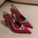 Summer Red Satin High Heels With Rhinestone Pointed Toe Stiletto Heels Fairy Style Crystal Wedding Shoes For Women_vogvips.com