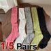 1/5 Pairs Spring Summer Women Breathable Cotton Stacked Socks Fashionable Korean Style Vertical Striped High-Quality_vogvips.com