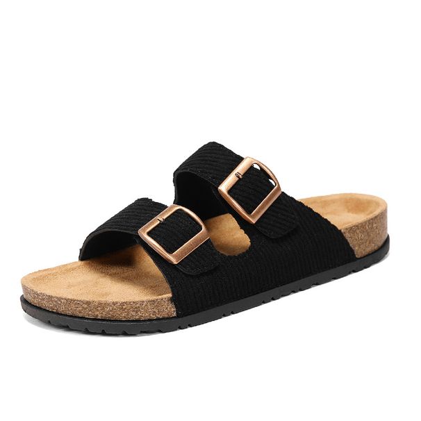 2026 Summer Luxury Cork Mules Retro Buckle Casual Beach Slippers For Men And Women_vogvips.com