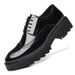 Euro Step Business Formal Leather Shoes Men, Shiny Brogue With Carved Pattern, 10CM Increase, Lace-up Thick Sole, 8CM Height_vogvips.com