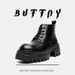 Black Tooling Big Head Lace-Up Thick Sole Height-Up Martin Boots_vogvips.com
