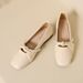 Gentle Wind Single Shoes Women's Flat-soled Pearl Ladyshoes Soft-soled Doudou Shoes Square Head Shallow Mouth Women's Shoes_vogvips.com