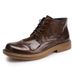European Warm Series Men's Leather With Hand-Scrapped Texture, Business Casual High-Top Martin Fashion Cowhide Ankle Boots, Trendy Boots_vogvips.com