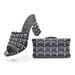 Party with high heel broken diamond round head wearing sandals with diamond plaid pattern clutch bag party shoe bag_vogvips.com