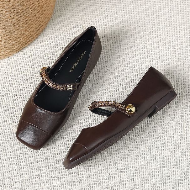 Square Toe Shallow Mouth Mary Jane Shoes Versatile And Beautiful Spring Korean Version Heel Flat Soft Sole Single Shoe_vogvips.com