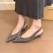 Women's French-Inspired Pointed Toe Block Heel Sandals - Elegant Open Back Mules In Black, Beige, Silver, And Leopard Print Pointed Toe Shoes._vogvips.com