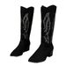 Embroidered Long Over-the-Knee For Women, Plu Size, Chunky Heel, Runway Denim Boot, Ethnic Style, Stretchy Riding_vogvips.com