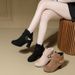 Women's High Heeled Fashion Boots Size 34 Belt Buckle Chunky Heel Suede Martin Boots Winter New_vogvips.com