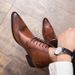 Euro Step Large Size Brogue Carved Leather Business British Style Shoes Men's Pointed Toe High-top Martin Short Boots_vogvips.com