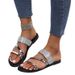 2024 Summer Women's With Shiny Rhinestones, One-Strap Flat , European And American Style, Large Size With Shiny Rhinestones_vogvips.com
