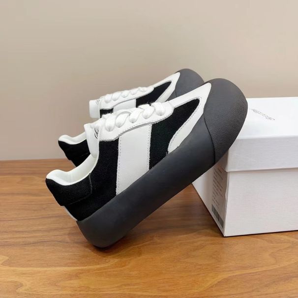 2023 Autumn New Round Toe Thick Sole Ugly Cute Puffy Shoes Bai Jingting Same Style Lace-up Versatile Casual Sneakers For_vogvips.com