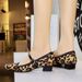 8292-1 Retro One-Strap Mary Jane Metal Leopard Print Square Toe Women's Low Chunky Heel Suede Shallow Mouth Single Shoes_vogvips.com