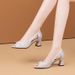 2026 Summer New Sequin Peep-Toe For Women, Chunky Heel High Heels, Plus Size Fashion Hollow Soft Leather Sandals_vogvips.com