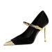 High Women S Thin High Heels Light Mouth Matching Color Pointed Metal Chain Line With Single Shoes_vogvips.com