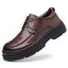 Spring Breathable Leather Thick Sole Square Toe High Heel British Style Youth Office Shoes Large Head Trendy Low Top_vogvips.com