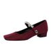 8292-K115 European And American Mary Jane Square Toe Suede Chunky Shallow Mouth Single Rhinestone One Strap Low Heel_vogvips.com
