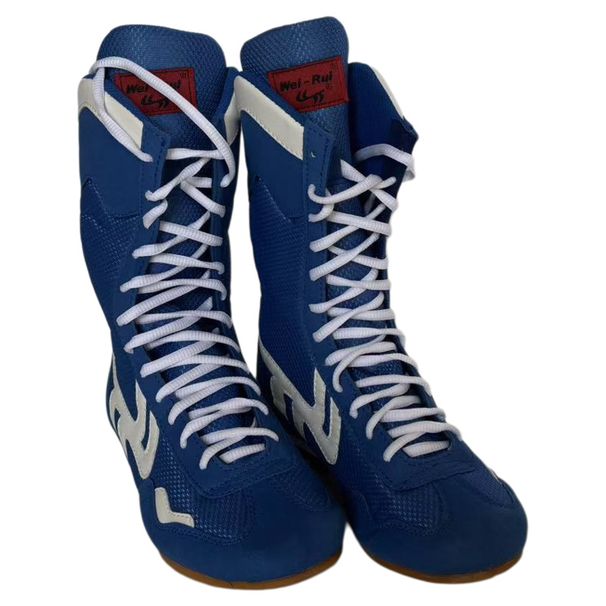 Boxing Shoes, High Top Boots, Fighting And Wrestling Shoes, Men's And Women's Fighting Competition Training Shoes, Red And Blue_vogvips.com