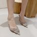 Summer Heels Sexy Closed-Toe European And American Korean Style Silver Backless Rhinestone Transparent Pointed High Heel_vogvips.com