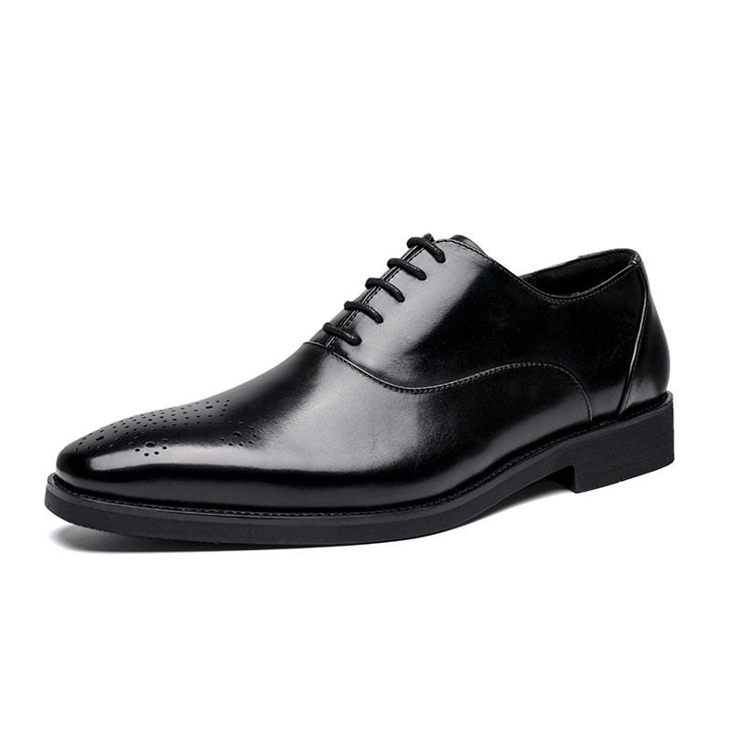 Euro Step Men's Top Layer Cowhide Handmade Burnished Brogue Business Shoes Genuine Leather Casual Formal Breathable_vogvips.com