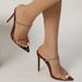 Summer New Pointed Leopard Print Rhinestone High Sandals Peep Toe Sexy One Strap Thin Heel Half Slippers Women's Shoes_vogvips.com