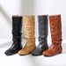 Women's Classic Long Leather Boots - Flat Heel Round Toe Knee High Winter Boots For Ladies (Black, Brown, Gray, Beige)_vogvips.com