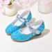 Children's glass shoes Spring and autumn fashion high-heeled girl princess shoes silver performance chorus of large children's single shoes_vogvips.com