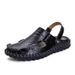 Men's Casual Summer Beach Sandals Closed Toe Walking Outdoor Sandals Slip-On Comfortable Leather Shoes For Man_vogvips.com