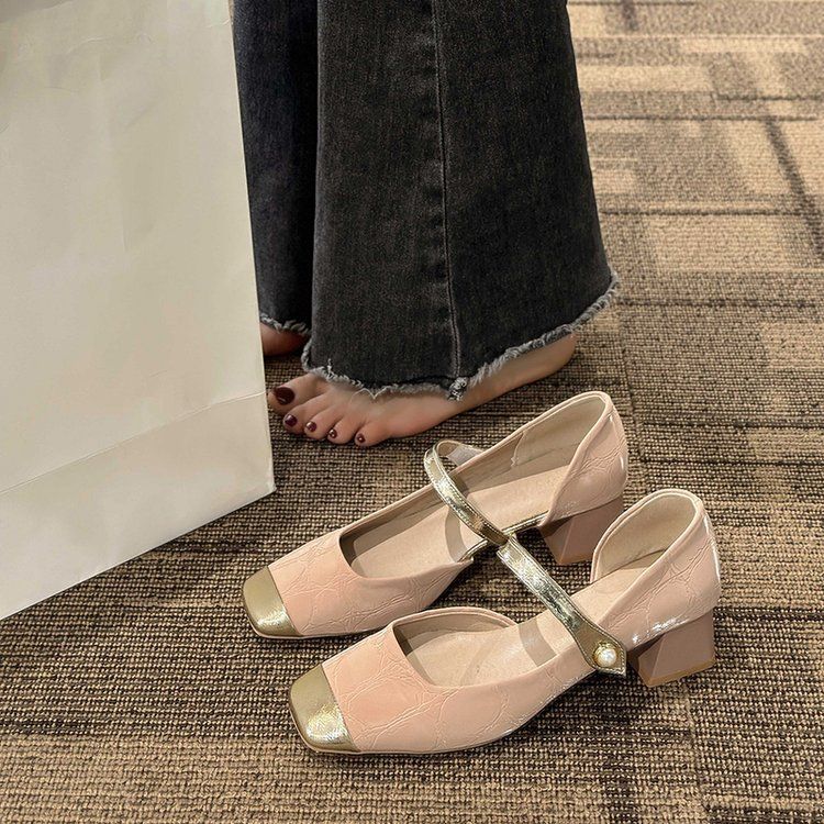 Fairy Style Color Matching Mary Jane Shoes Female Versatile Word With Small Fragrant Style Single Shoes_vogvips.com
