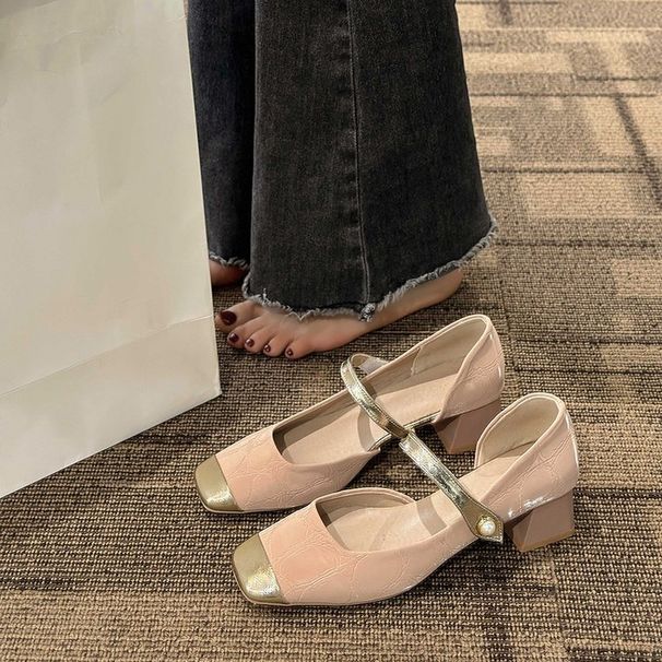 Fairy Style Color Matching Mary Jane Shoes Female Versatile Word With Small Fragrant Style Single Shoes_vogvips.com