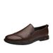 Men's Shoes Round Head Shallow Mouth Soft Foot Cover Lazy Layer Leather Shoes_vogvips.com