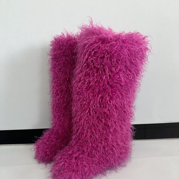 Women's Winter Imitation Fur Beach Wool Boots European And American Tall Tube 40 Long Tube 50 Snow Boots Shoes_vogvips.com