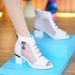 Sandals Women's Soft Leather Medium Heel Mesh Short Boots Fashionable Breathable Cool Boots Thick Heel Hollow Fish Mouth Shoes_vogvips.com