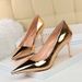 9511 A7 European And American Fashion Sexy Metal Heel High Heel Shallow Mouth Pointy Toe Nightclub Slim High Heels Women's Shoes Single Shoes_vogvips.com