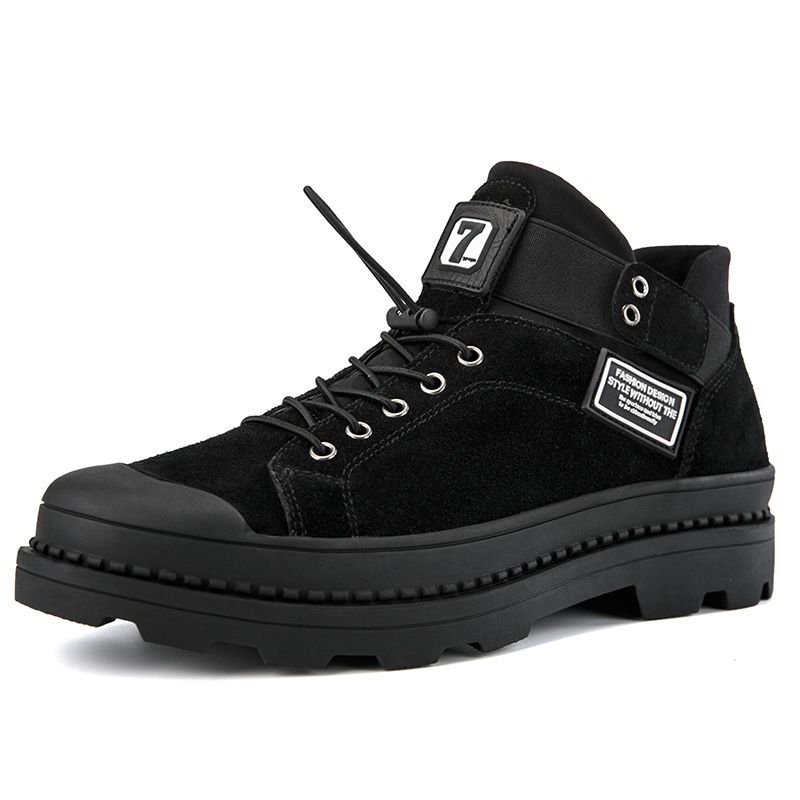 Men's Round Head Leather Casual Men's Casual Single Shoes Front Lace-up Tooling Shoes Single Shoes Men's Shoes_vogvips.com
