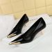3739-A25 Retro European American Style Party Thin Heel Metal Pointed Toe Shallow Mouth Slimming Spring And Autumn_vogvips.com